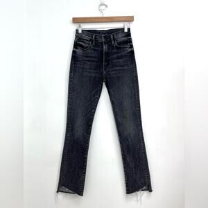 MOTHER High Waisted Rascal Ankle Step Fray Distressed Night Garden - Size 25